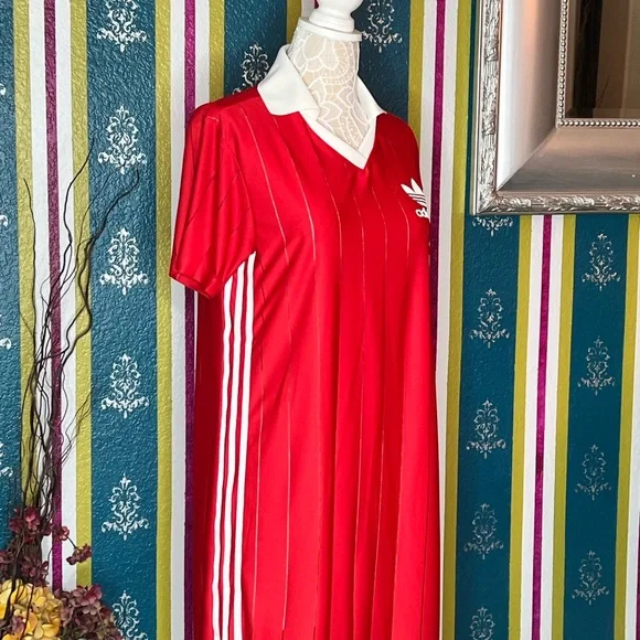 Adidas Red Pinstripe Polo Dress - Picture 2 of 3